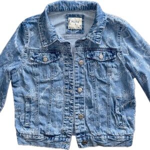 Mudd Blue White Floral Botanical Print Jean Jacket Medium